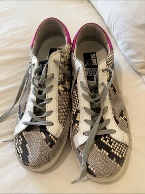Pink metallic golden goose sneakers and snakeskin